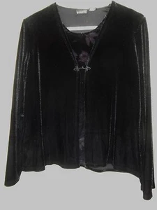 CHAQUETA MUJER TALLA M TOP 2 EN 1 TERCIOPELO NEGRO con TANQUE FLORES MORADAS - Imagen 1 de 3