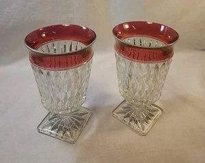De colección Mt. Juego de dos copas/gafas de agua Vernon Indiana rojo rubí flash de 6" - Imagen 1 de 5