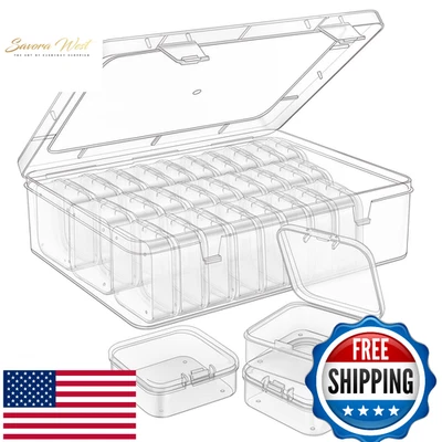 Cajas de almacenamiento organizadoras de cuentas transparentes Mathtoxyz 31 piezas con tapa con bisagras para joyería hágalo usted mismo Foto 1 de 4