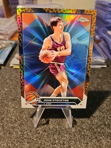 John Stockton 2023/24 Topps Chrome #149 Orange Basketball Refractor Parallel  - Picture 1 of 2