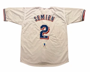 Marcus Semien Signed Jersey Texas Rangers Autographed Auto Champs Beckett  - Picture 1 of 3