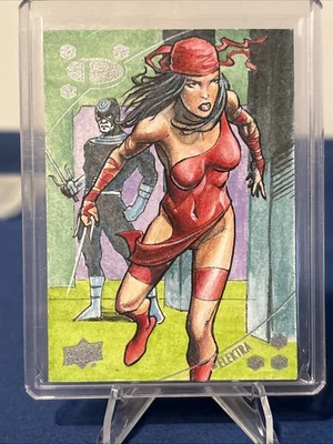 Upper Deck 2017 Marvel Premier Sketch Card of Elektra by Theo Lee 1/1 - Image 1 of 2
