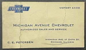 Vintage 1930’s Michigan Ave. Chevrolet Dealership, Chicago, IL Business Card - Picture 1 of 2