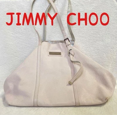 JIMMY CHOO SASHA M Leather Tote Bag White pink beige 28 x 33 to 43 x 18cm Women - Image 1 of 4