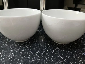 DENBY WHITE TRACE DEEP CEREAL / NOODLE BOWLS X 2 - Picture 1 of 4