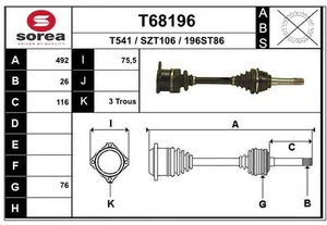 EAI Antriebswelle vorne links passend für Suzuki Vitara ET TA TD T68196 - Bild 1 von 1