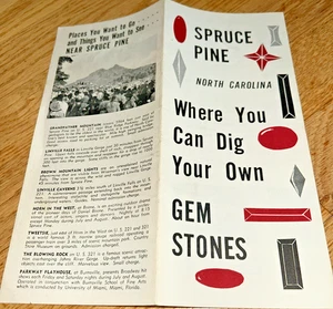 Vintage 1950s SPRUCE PINE NORTH CAROLINA "Dig Your Own Gemstones" Brochure - Picture 1 of 7