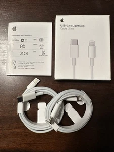 GENUINE Apple USB-C to Lightning (1m) Cable 2 PACK NIB - Picture 1 of 4