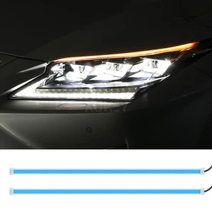 Car LED DRL Daytime Running Light Flowing Headlight LED Strip Turn Signal 17.7" - Picture 1 of 9