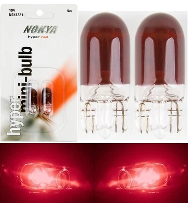 Nokya 194 168 2825 Nok5221 5W Red Two Bulbs High Mount Stop Brake Replace EO - Image 1 of 4