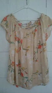 a:glow Umstands-Bluse mit Plissee-Ausschnitt Blumenmuster zum Binden Schleife hinten Größe L - Bild 1 von 5