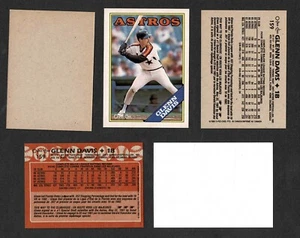 1988 O-Pee-Chee Astros' Glenn Davis Blank Front, Back, & "Black-Print Back" Trio - Bild 1 von 2
