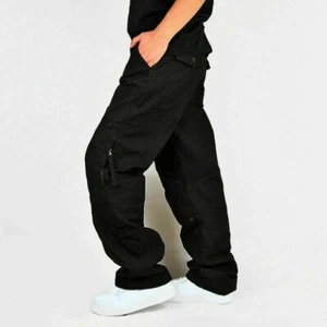 Herren Baumwolle Lockere Passform Cargo Kampfhose Taktische Hose Arbeit Mehrere Taschen - Bild 1 von 16