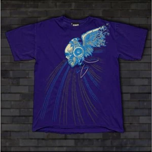 Vintage Y2K Kid's Cyber Grunge Goth Gaming Skull w/ Wings AOP Tee Size M 19x25 - Picture 1 of 4