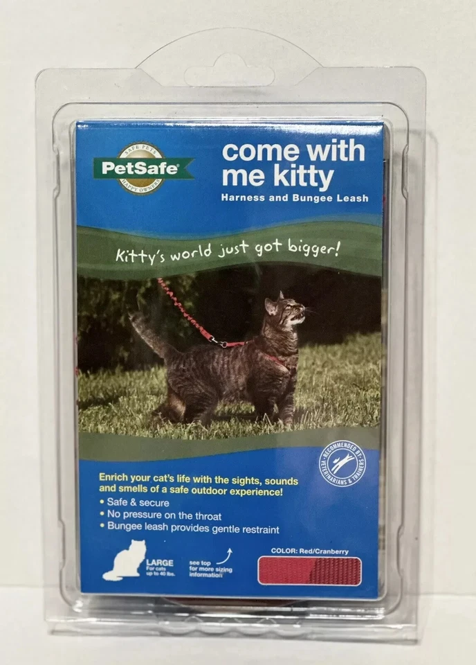 PetSafe COME WITH ME KITTY  Cat Harness and Bungee Leash RED/Cranberry Large NWT - Image 1 of 1