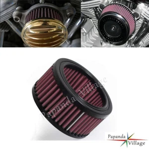 Red 3-7/8"OD Round Air Filter Cleaner Intake For Harley Suzuki Sportster Yamaha - Picture 1 of 9