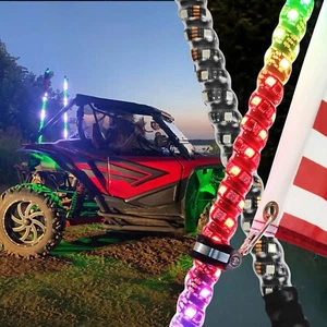 2X 3ft RGB Spiral LED Whip Light Antenna Chase+Flag For Honda Talon 1000R 1000X - Picture 1 of 17