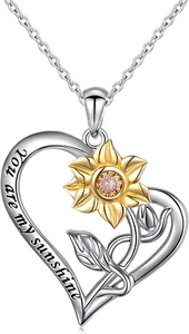 S925 Sterling Silver Sunflower with CZ Pendant Necklace or Ring Earrings Bracele - Picture 1 of 7