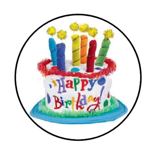 48 HAPPY BIRTHDAY CAKE ENVELOPE SEALS LABELS STICKERS 1.2" ROUND - Image 1 of 1