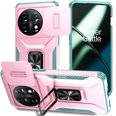 For OnePlus 11, Luxury Hybrid Armor Slide Camera Hard Magnetic Stand Case Cover - Image 1 of 4