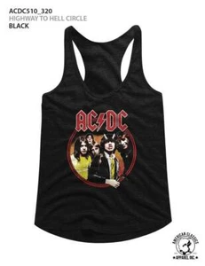 AC/DC Highway To Hell Circle Black Junior Women's Racerback Tank Top T-Shirt - Picture 1 of 2