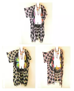 CG91 Butterfly Kimono Cardigan Duster Open Plus Maxi Jacket Cover up - up to 5X - Picture 1 of 4