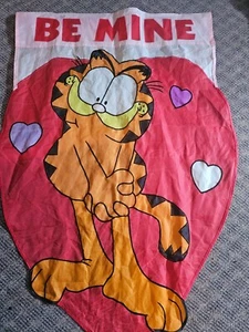 Vintage GARFIELD Katze VALENTINSTAG Be Mine 26" x 40" Garten Hof Applikation FAHNE - Bild 1 von 3