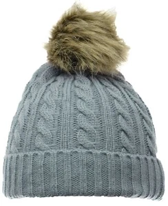 Neu Kunst Waschbär Fell Ball Bommel Zopfmuster Beanie Bommel Ski Mütze Kappe Teen Erwachsene - Bild 1 von 7