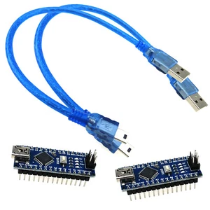 Nano V3.0 ATmega328P CH340 Micro Controller 2 Row 15pin Soldered Board USB Cable - Picture 1 of 8