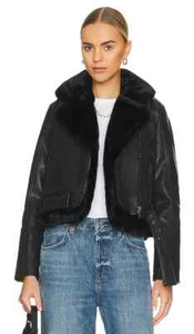 BlankNYC Jacke Damen Größe XS abnehmbare Kunstfell Weste schwarz Leder Moto Neu mit Etikett - Bild 1 von 12