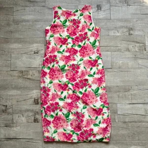 Vintage 90s Talbots Petites Yellow Pink Floral Shift Maxi Dress Y2K Silk 16 - Picture 1 of 16