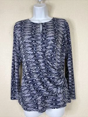 Top tejido elástico manga larga Daisy Fuentes para mujer talla S azul diamante piel de serpiente Foto 1 de 4