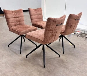 Furniture Village Saturn Swivel Rust Sumptuous Velvet Dining Chairs Set of 4 NEW - Picture 1 of 6