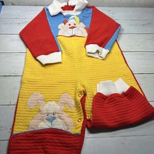 Vintage Baby 24M 1 Piece Outfit by Little By Little bear Bunny Rabbit  Zip Back - Picture 1 of 12