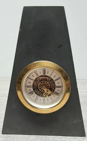 Mercedes Desk Mantle Clock 6" VTG West Germany Wind up Slate Works Rare Cover