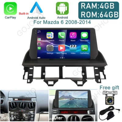 64GB For 2008-2014 Mazda 6 Apple CarPlay Android 13 Car Stereo GPS Touch Screen - Image 1 of 4