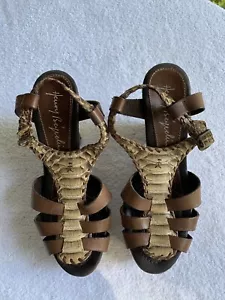 Henry Beguelin Schuhe Damen 38,5 EU 8 US Schlangenleder Leder Sandalen Absatz ITALIEN - Bild 1 von 15