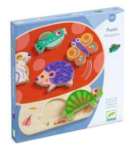 Puzzle in legno per bambini animali 12m+ pezzi grandi facili da maneggiare puzzle Anianco - Foto 1 di 3