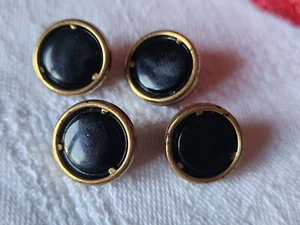 Lot 4 boutons anciens en verre doré or diamètre 1,3 cm D7P - Picture 1 of 3