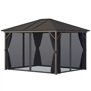 10x12 ft Patio Outdoor Gazebo Canopy Aluminum Hardtop Metal Roof Garden Pavilion - Picture 1 of 9