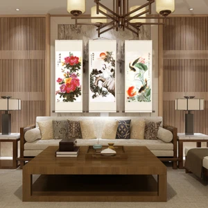 1 X Chinesisch Seide Scroll Malerei Blumen Vögel Kunstwerk Wandbehang Heim - Bild 1 von 22