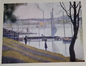 VTG GEORGES SEURAT LITHOGRAPH FINE ART PRINT 1885 "THE BRIDGE AT COURBEVOIE" - Bild 1 von 6
