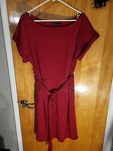 DAMEN XXL KLEID ROT MIT TASCHEN UND UMLAUFENDEM BINDEGÜRTEL MARKENMODE ZANZEA - Bild 1 von 6