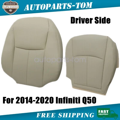 Capa de assento perfurada couro marrom trigo lateral motorista Infiniti Q50 2014-2020 - Imagem 1 de 4