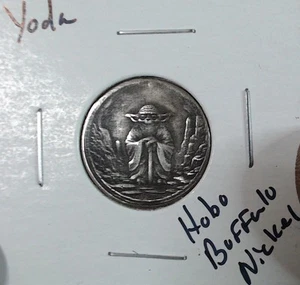 HOBO Yoda Star Wars Made From A REAL Buffalo Nickel SIGNED Jedi - Picture 1 of 2
