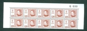 Greenland. 1978. 1 Mnh 10-Plate Block # G 030,120 Ore Queen. Engr: Cz Slania - Picture 1 of 1