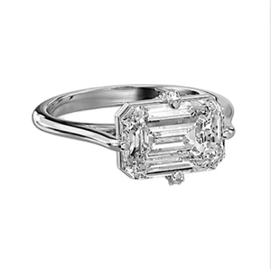 3.05 Ct Emerald Cut 950 Platinum IGI Certified Lab Created Diamond Wedding Ring - Picture 1 of 9