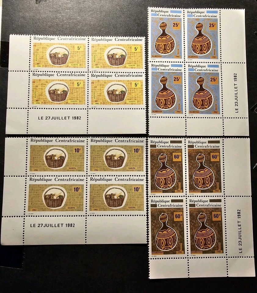 Selo República Centro-Africana Itens Artesanato 6 Moedas Datado N°524/530 Novo Luxo - Imagem 1 de 4