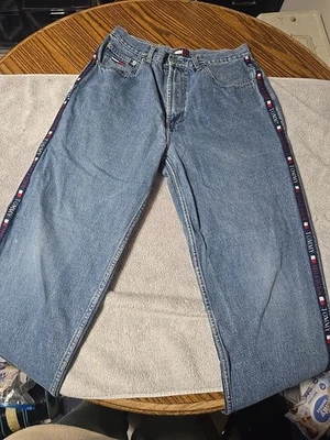Vintage Pair Of Men's Tommy Hilfiger Denim Jeans Iconic Stripe Down Side 32/30 - Image 1 of 4