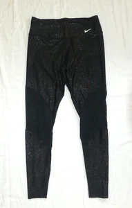 NIKE Dri-Fit Black & Silver Sparkle Sports Leggings M / 12 - Picture 1 of 4